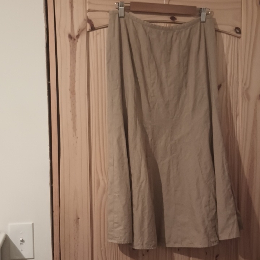 Irish Linen Beige Gored Skirt by Talbots